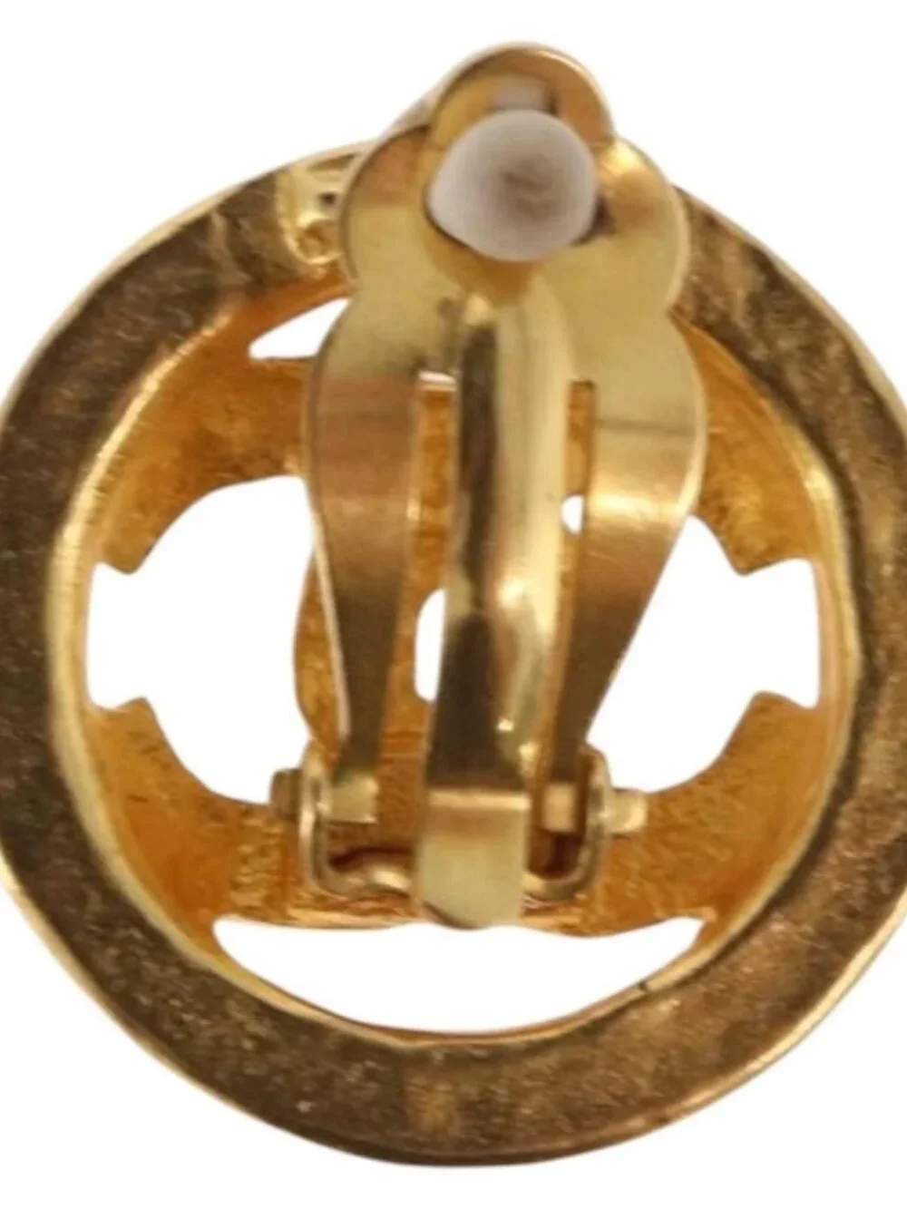 CHANEL COCO Mark Earring Metal Gold Tone CC Auth 187301M